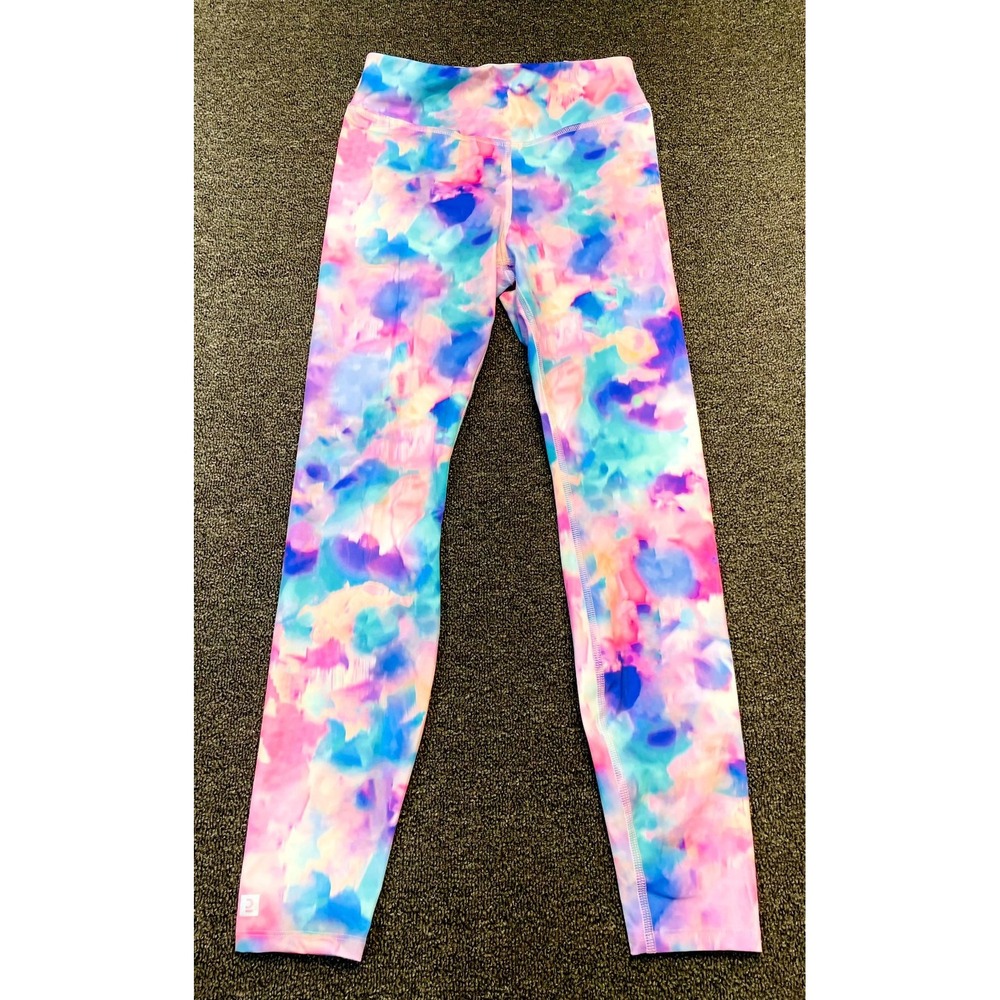 Decathlon Fitness Leggings Womens Medium Multi Abstract Watercolor Gym Training